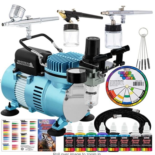 Master Airbrush Professional Cool Runner II Dual Fan Air Compressor Airbrushing System Kit